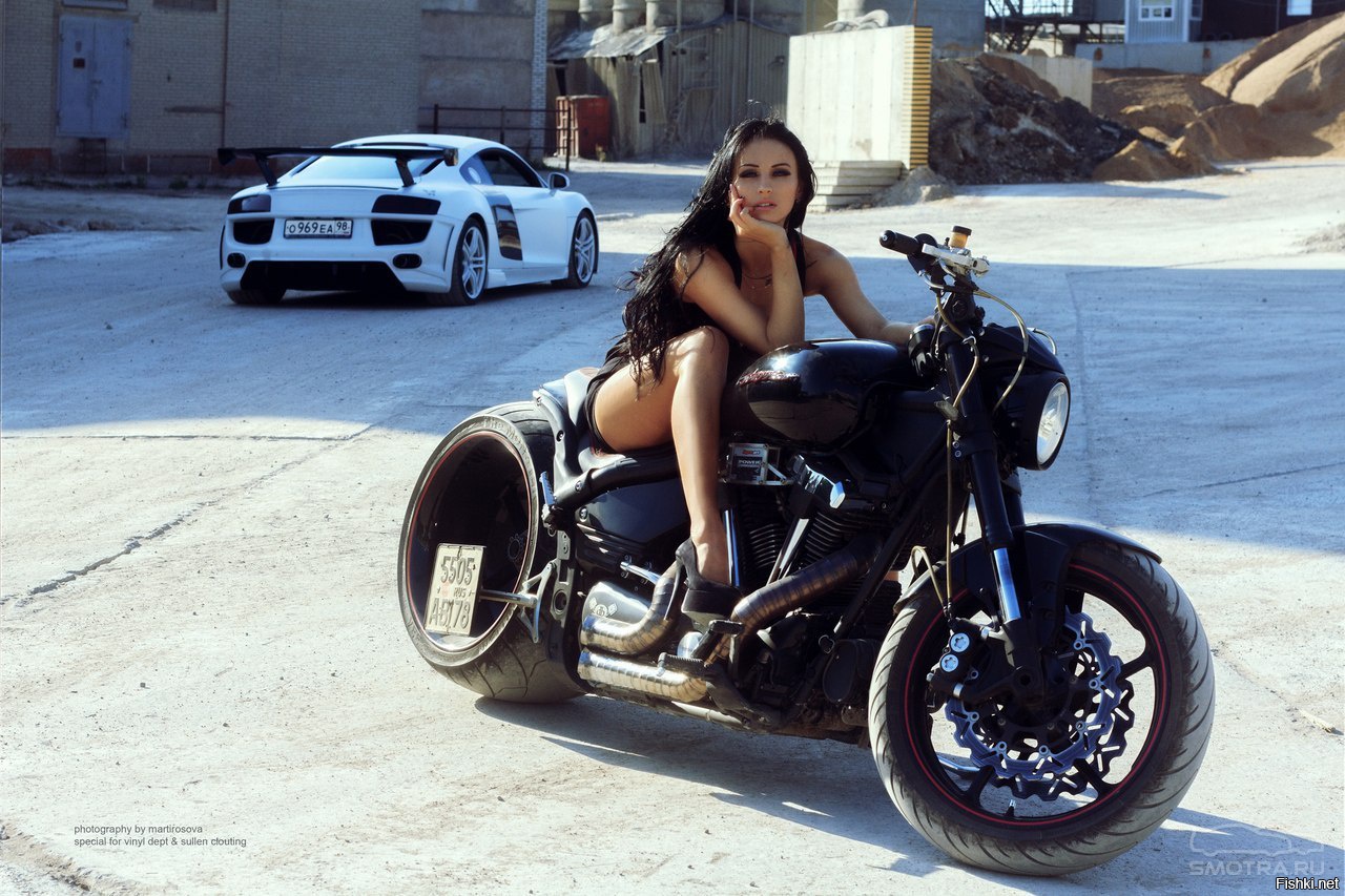 Sexy model Brunettes on a motorcycle in Sharjah